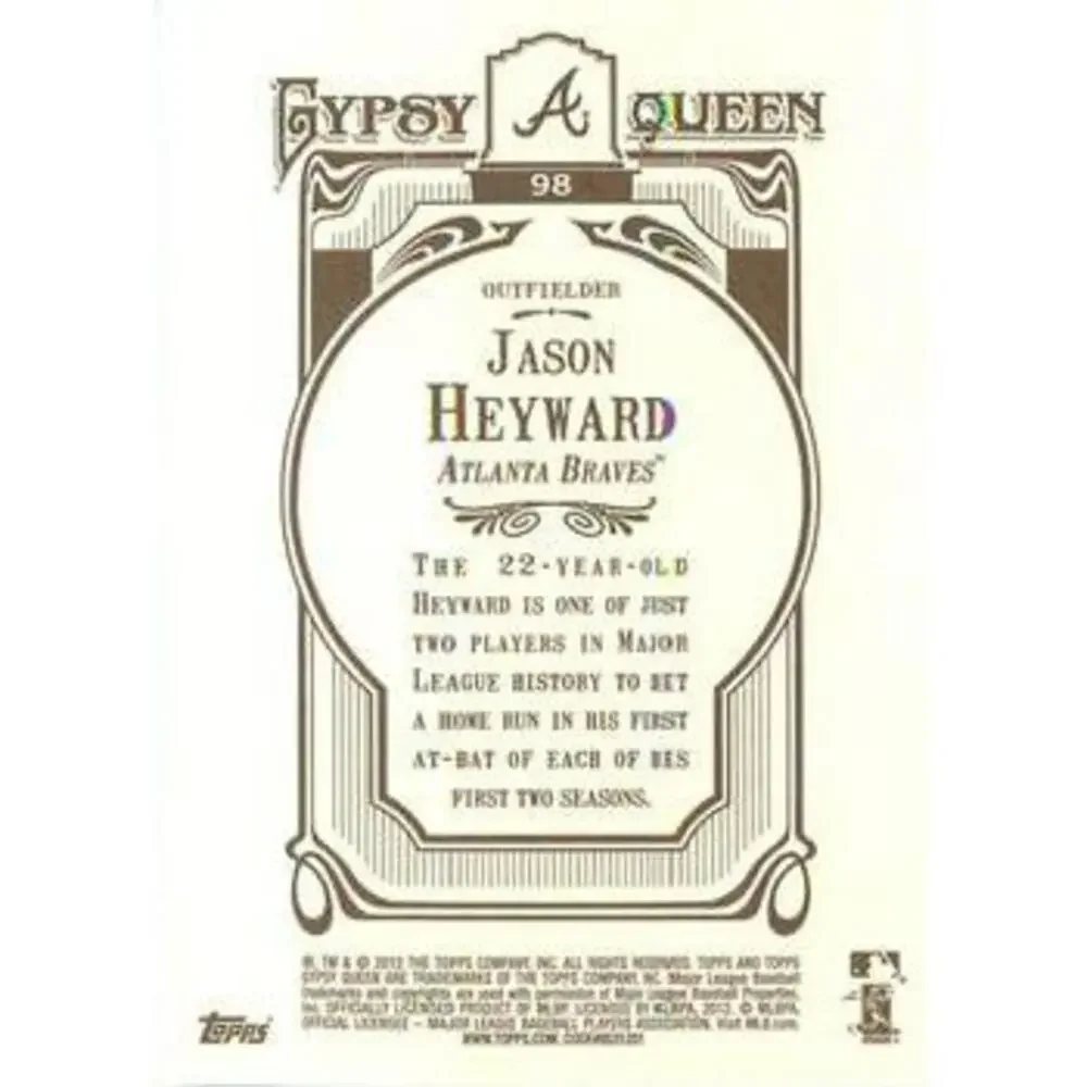 2012 Topps Gypsy Queen Jason Heyward # 98 Atlanta Braves